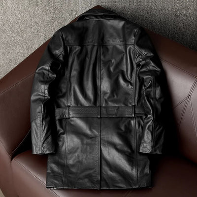 Mid-Length Windbreaker Casual Suit Leather Jacket