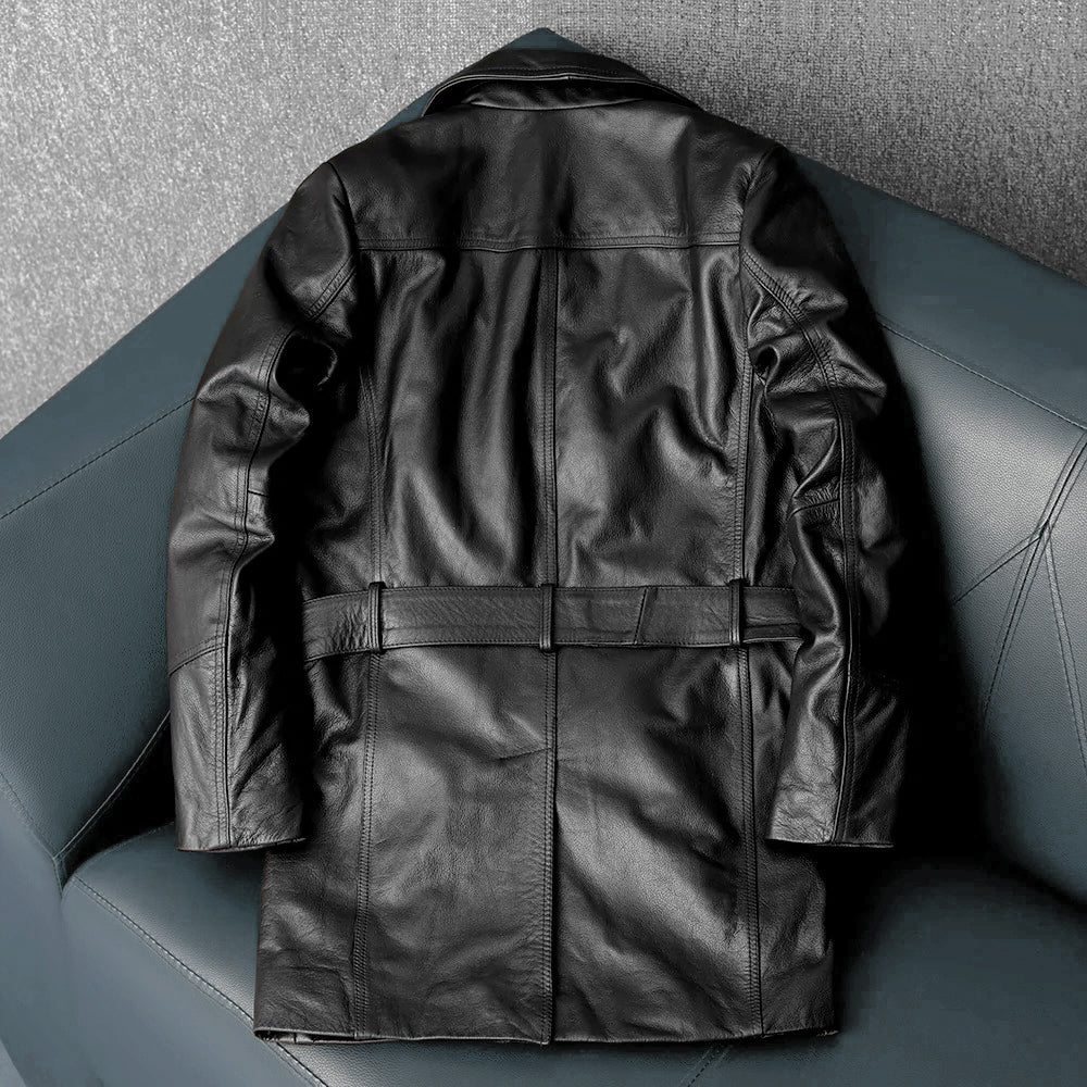 Lässige schwarze Motorrad-Lederjacke