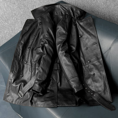 Lässige schwarze Motorrad-Lederjacke