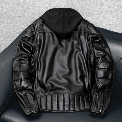Lässige schwarze Motorrad-Lederjacke