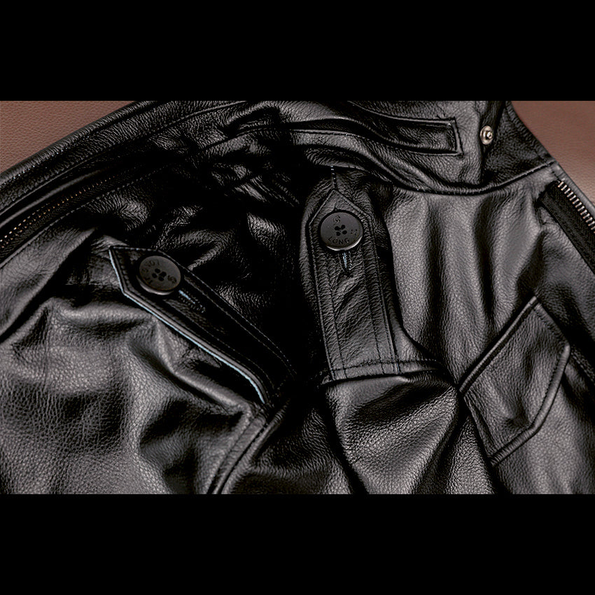 Motorcycle Mid-Length Windbreaker Leather Jacket