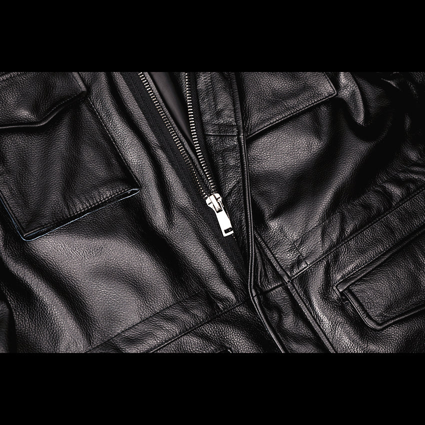 Motorcycle Mid-Length Windbreaker Leather Jacket