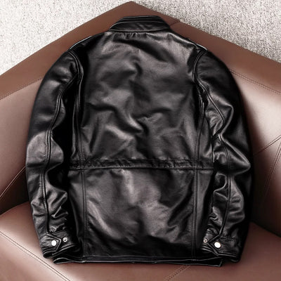 Motorcycle Mid-Length Windbreaker Leather Jacket