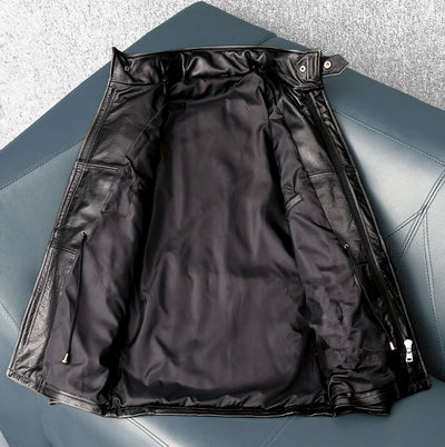 Lässige schwarze Motorrad-Lederjacke