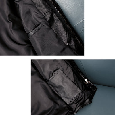 Lässige schwarze Motorrad-Lederjacke