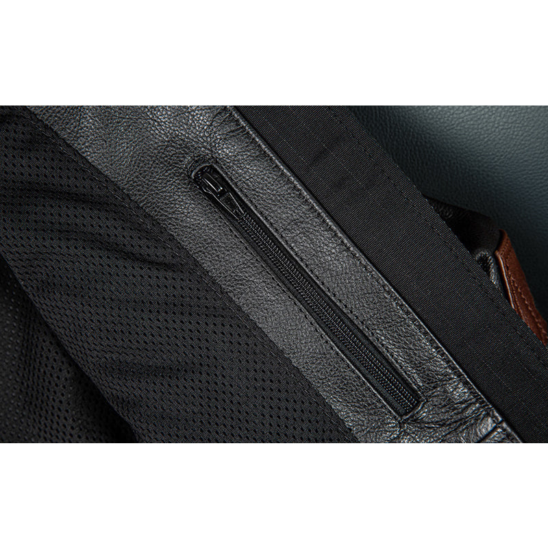 Lässige schwarze Motorrad-Lederjacke