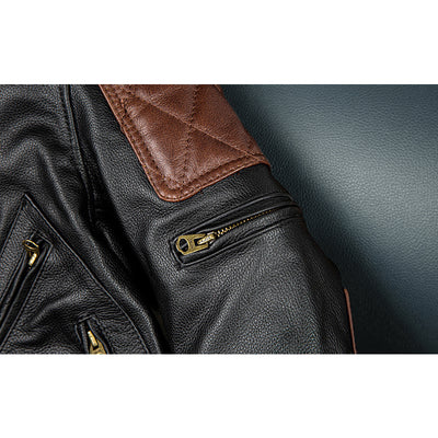 Lässige schwarze Motorrad-Lederjacke