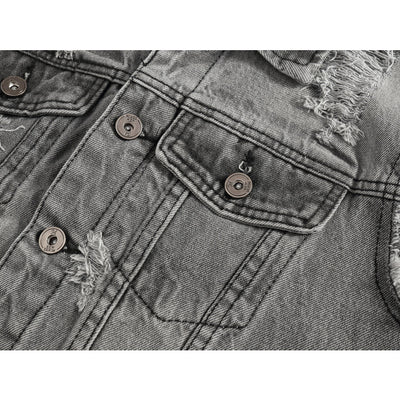 Zerrissene Jeansweste grau für Motorradfahrer