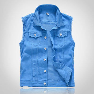 Lake Blue Casual Waistcoat Denim Vest