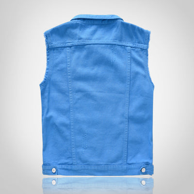 Lake Blue Casual Waistcoat Denim Vest