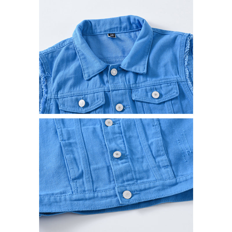 Lake Blue Casual Waistcoat Denim Vest