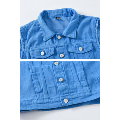 Lake Blue Casual Waistcoat Denim Vest