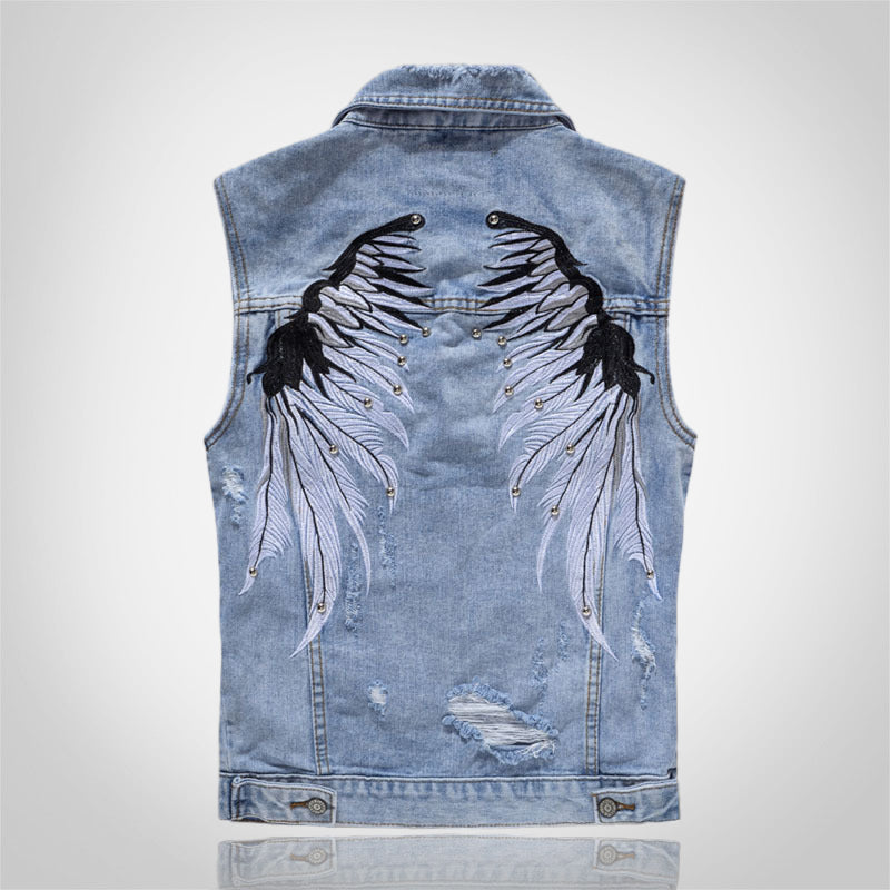 Trendy weiße Distressed-Jeansweste
