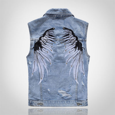 Trendy weiße Distressed-Jeansweste
