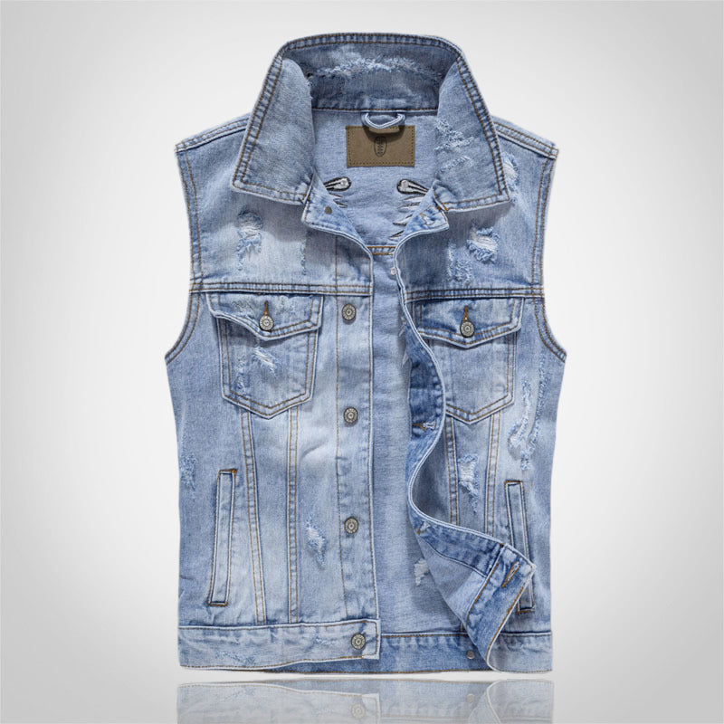 Trendy weiße Distressed-Jeansweste
