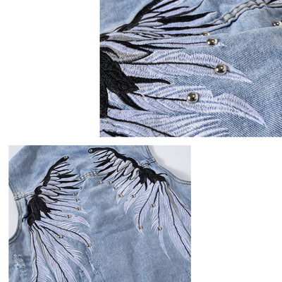Trendy weiße Distressed-Jeansweste