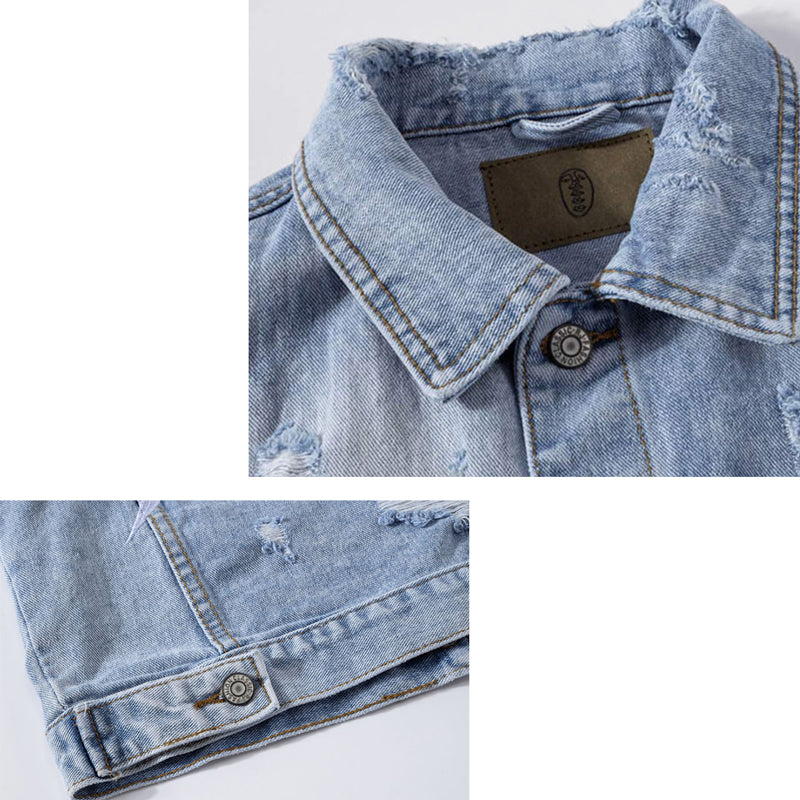 Trendy weiße Distressed-Jeansweste