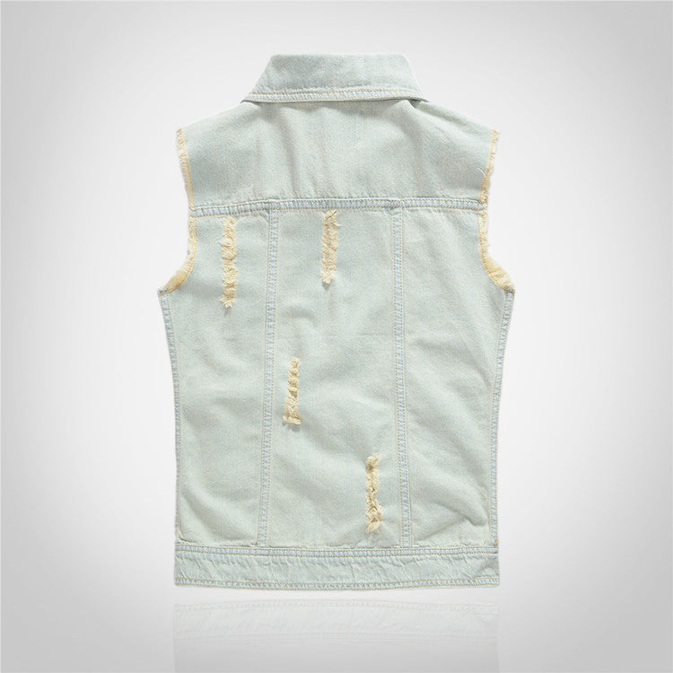 Trendy weiße Distressed-Jeansweste