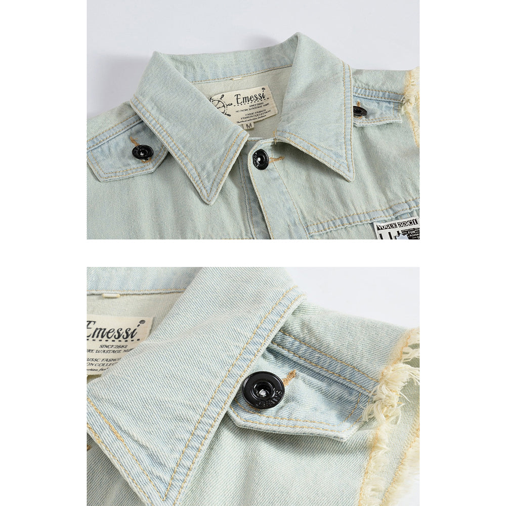 Trendy weiße Distressed-Jeansweste