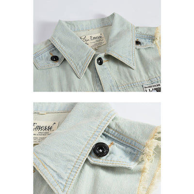 Trendy weiße Distressed-Jeansweste