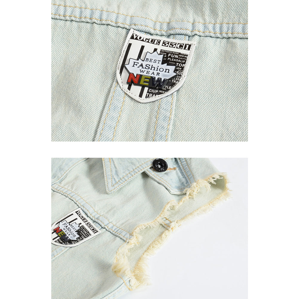 Trendy weiße Distressed-Jeansweste