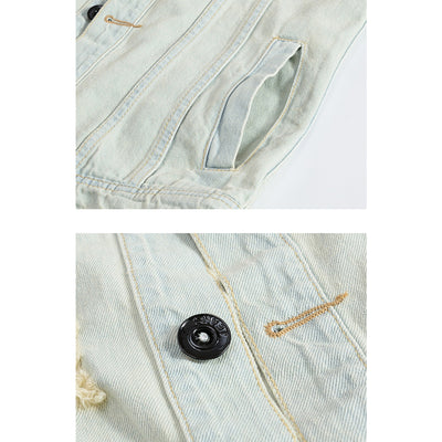 Trendy weiße Distressed-Jeansweste