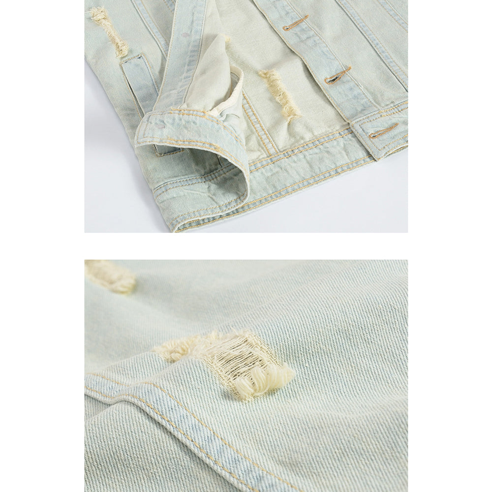 Trendy weiße Distressed-Jeansweste