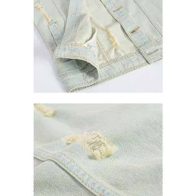 Trendy weiße Distressed-Jeansweste