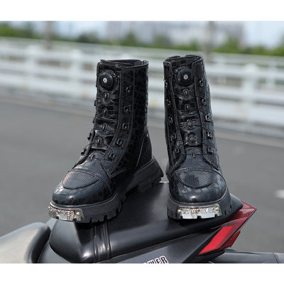 Punk Motorcycle Night Luminous Boots with ATOP Closure System