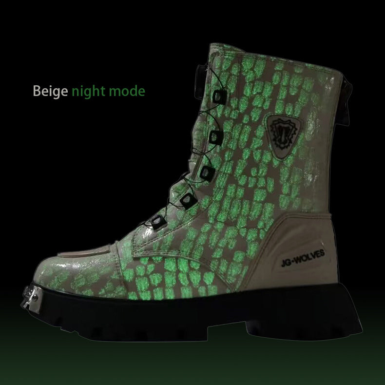 Punk Motorcycle Night Luminous Boots with ATOP Closure System