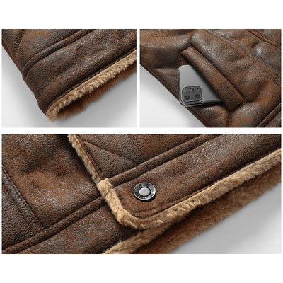 Warmer Herren-Ledermantel für den Winter 无货，不再生产