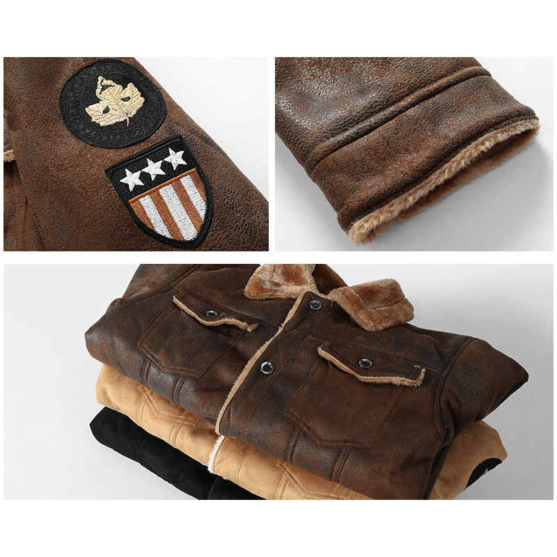 Warmer Herren-Ledermantel für den Winter 无货，不再生产