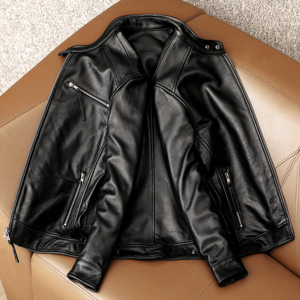 Cowhide Black Leather Jacket