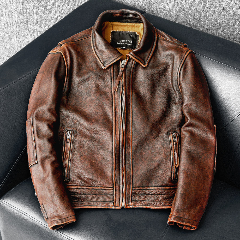 Amekaji Herrenjacke aus echtem Rindsleder