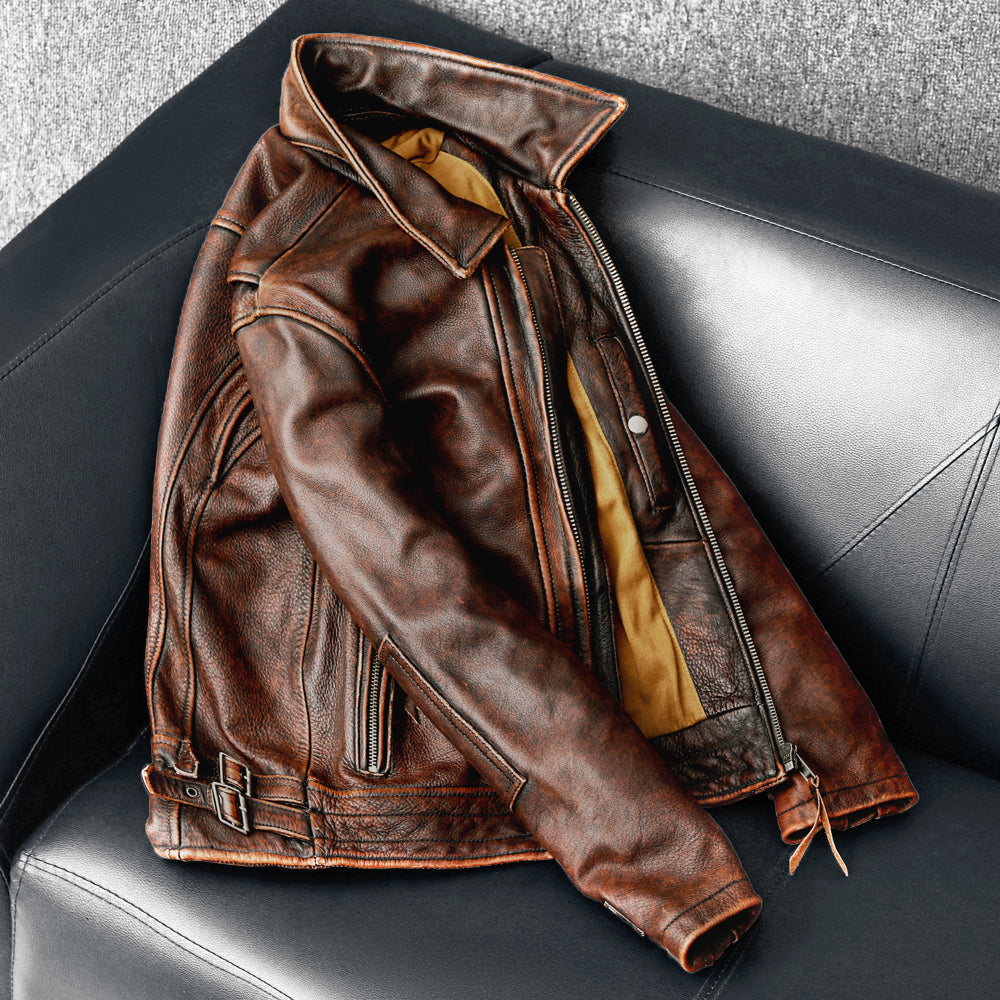 Amekaji Herrenjacke aus echtem Rindsleder
