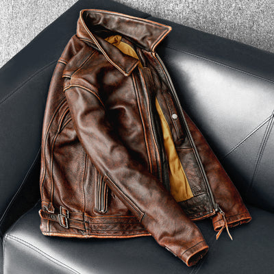 Amekaji Herrenjacke aus echtem Rindsleder