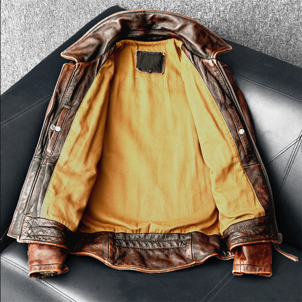 Amekaji Herrenjacke aus echtem Rindsleder