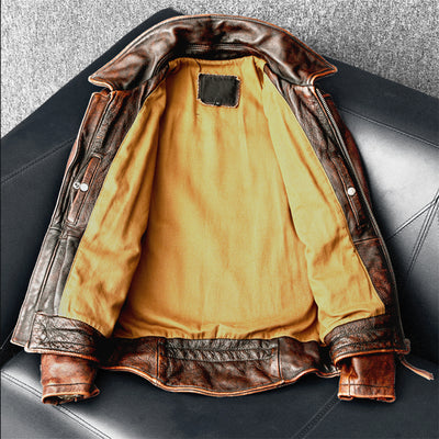 Amekaji Herrenjacke aus echtem Rindsleder