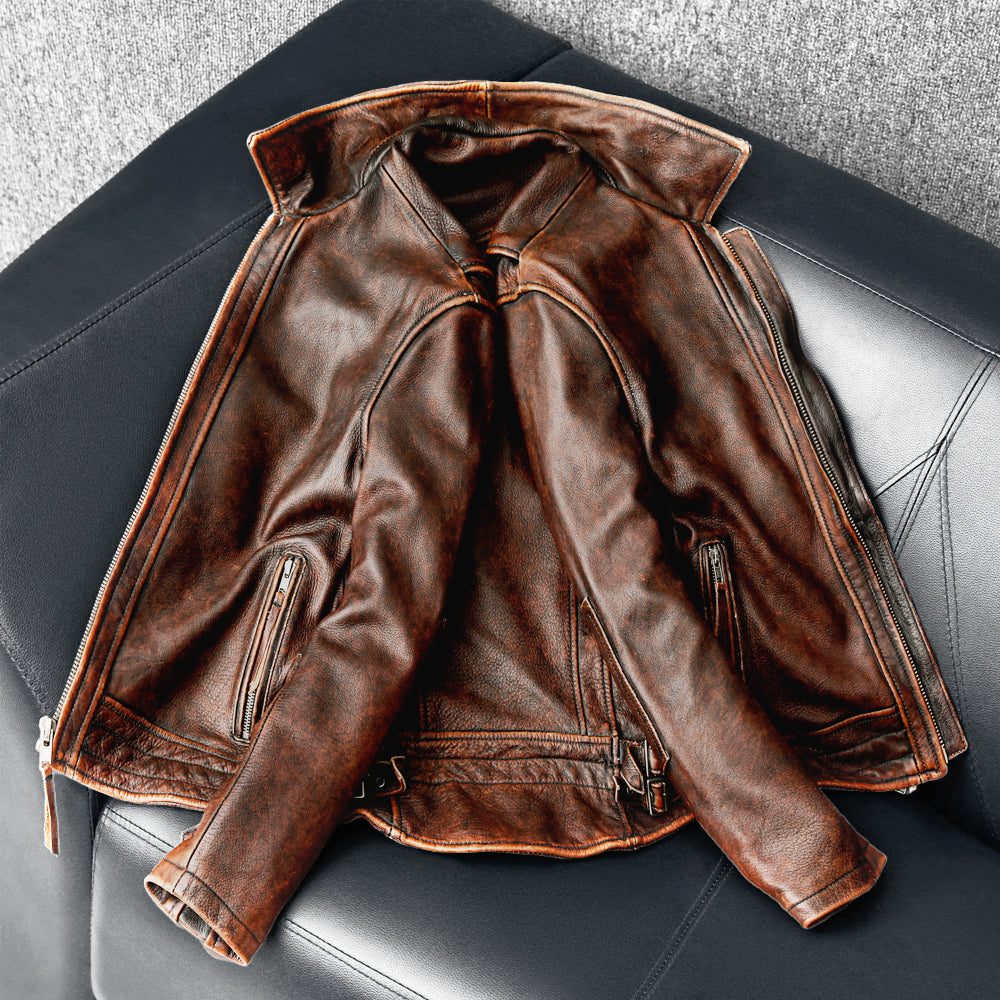 Amekaji Herrenjacke aus echtem Rindsleder