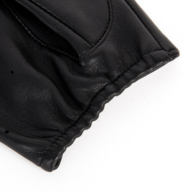 Black Fingerless Genuine Leather Gloves