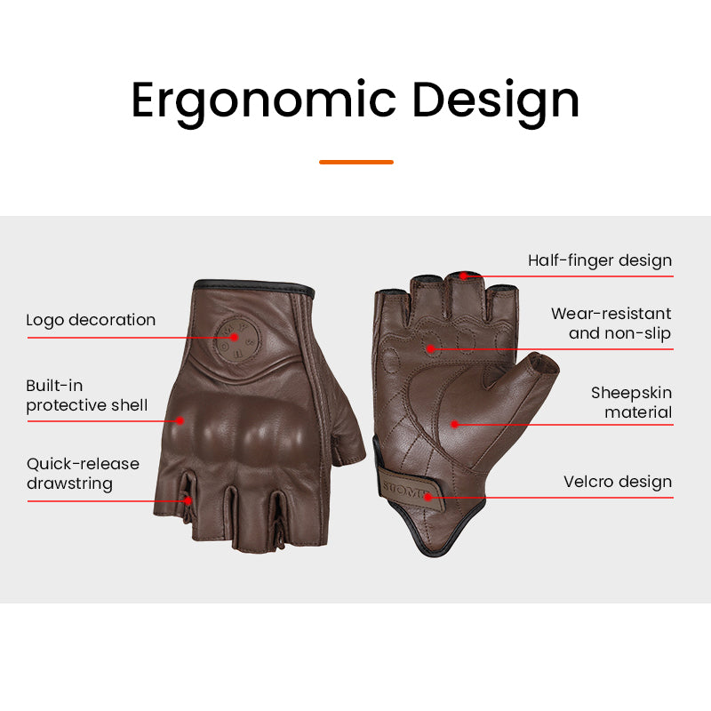 Summer Genuine Leather Fingerless Gloves