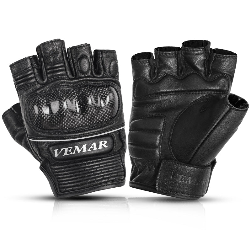Motorcycle Genuine Leather Fingerless Gloves