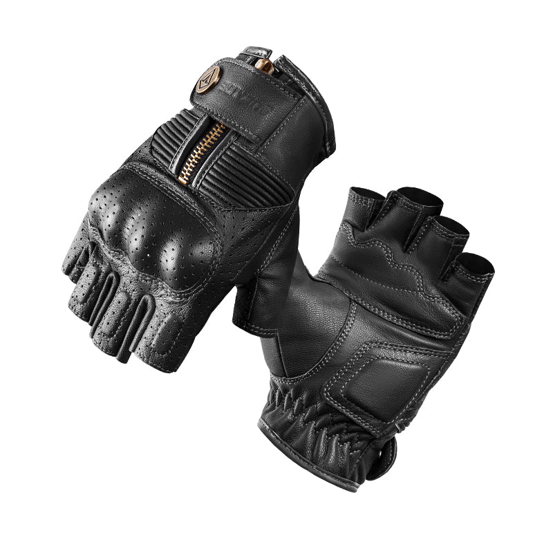 Motorcycle Racing Protective Genuine Leather Fingerless Gloves