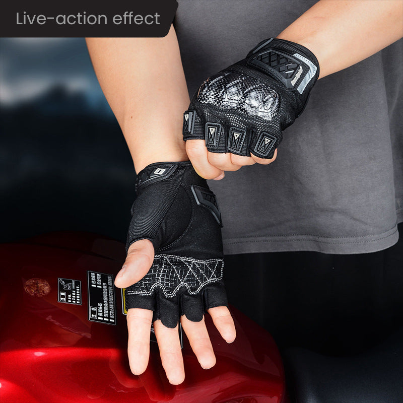 Motorcycle Microfiber Carbon Fiber Fingerless Gloves