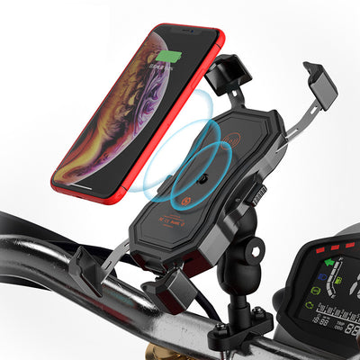 Motorcycle Phone Mount with Wireless and USB Charging