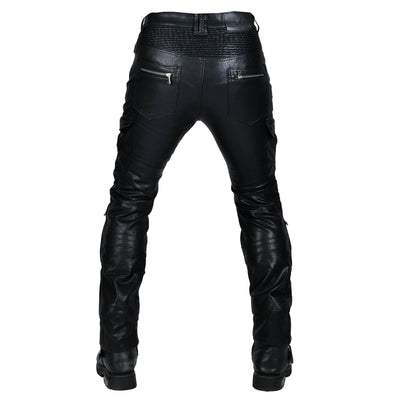 Motorcycle Edgy Slim Leather Pants With Armor Protector