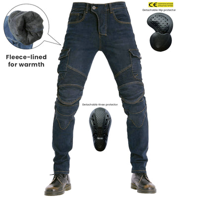Winter Men's Fleece-Lined Motorcycle Cargo Pants