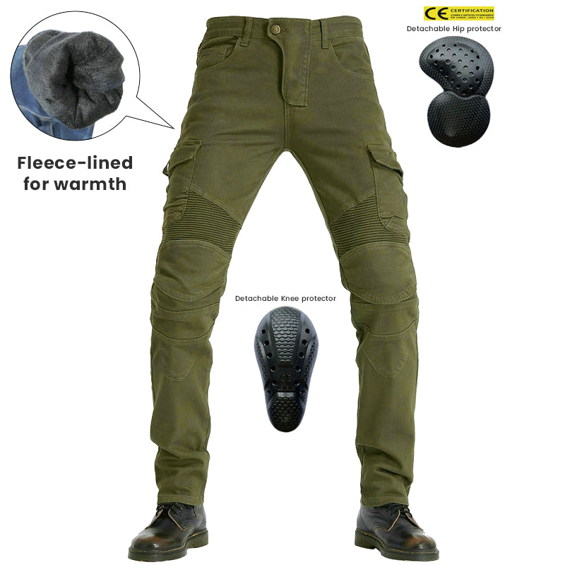 Winter Men's Fleece-Lined Motorcycle Cargo Pants
