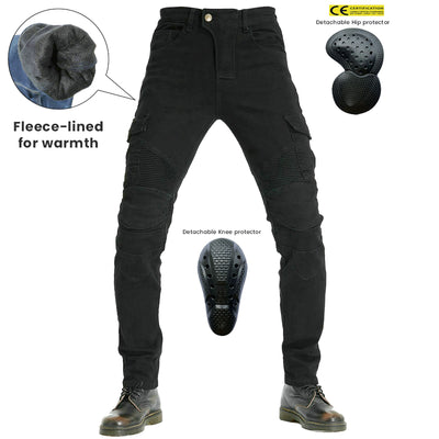 Winter Men's Fleece-Lined Motorcycle Cargo Pants