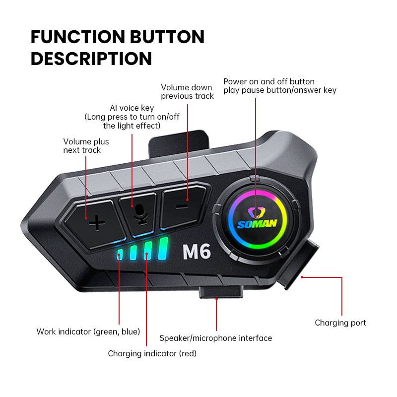 Motorcycle Helmet Noise Reduction Bluetooth Headset